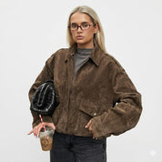 Valeria Romano | Vintage Suede Cropped Jacket For Women
