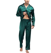 Tommaso Belcombe | Satin-Look Piped Long Sleeve Pyjama Set For Men