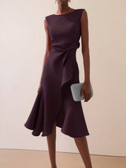 Piera Normore | Asymmetric Ruffle Midi Dress For Women