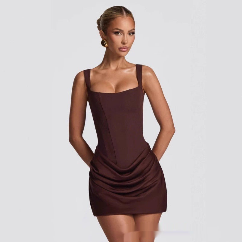 Carlotta Drayhurst | White Draped Skirt Bodycon Mini Dress For Women