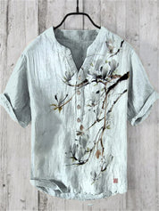 Filippo Rushcombe | Art Print Linen-Look Short Sleeve Shirt For Men