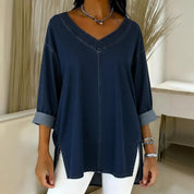 Clarissa Dunmore | Relaxed Denim V-Neck Top For Women