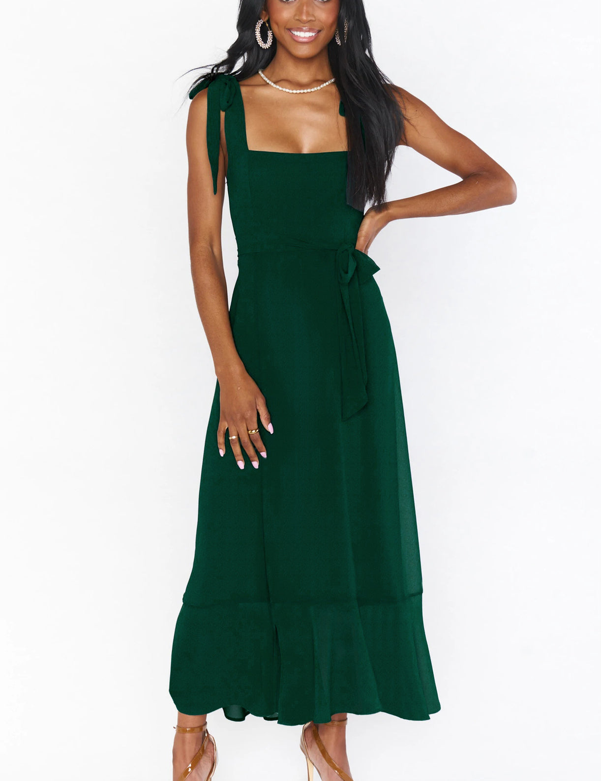Isabelle Ryan | Ruffled Summer Dress With Lace-Up Detail For Women
