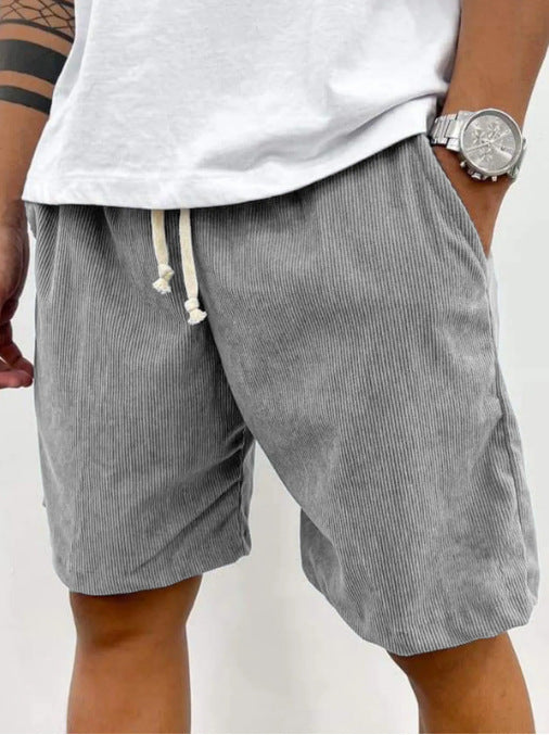 Dario Ballina | Grey Corduroy Drawstring Shorts For Men