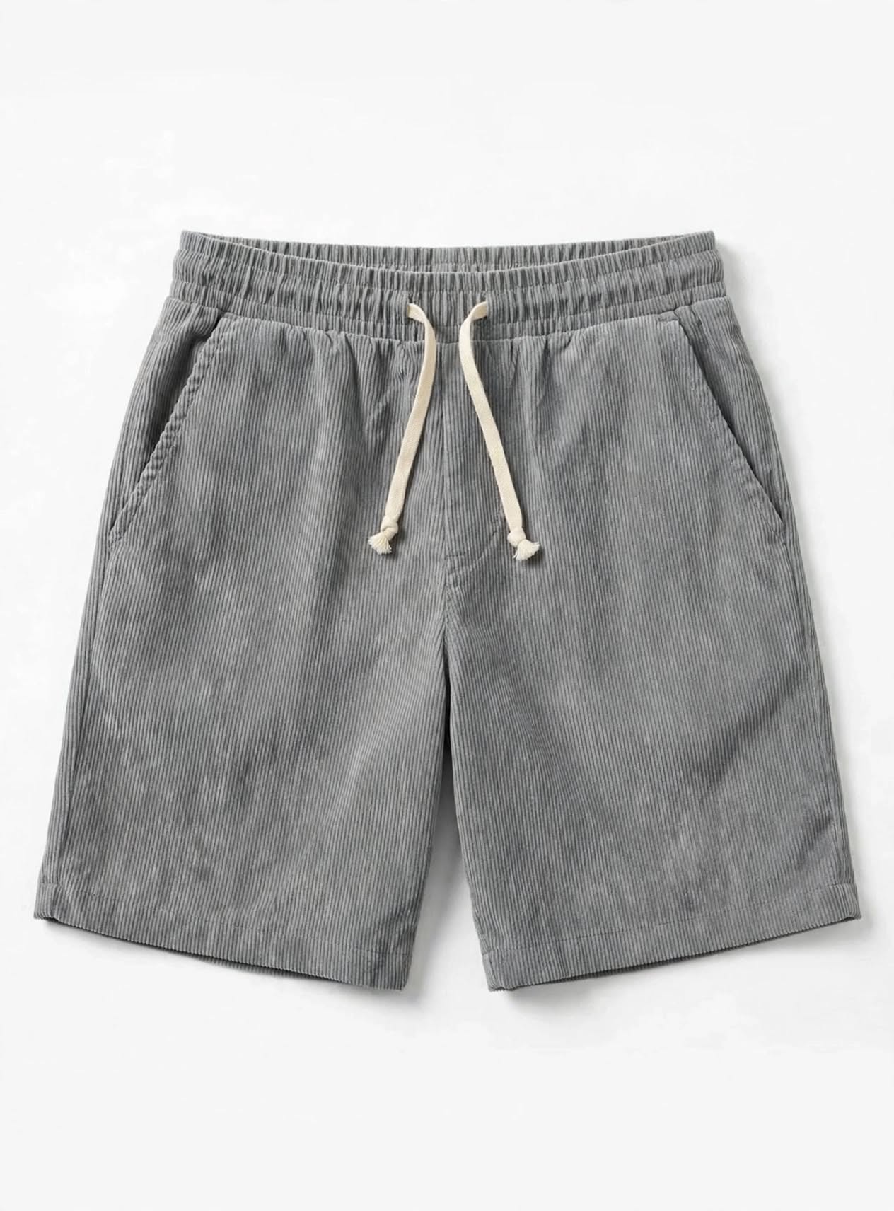 Dario Ballina | Grey Corduroy Drawstring Shorts For Men