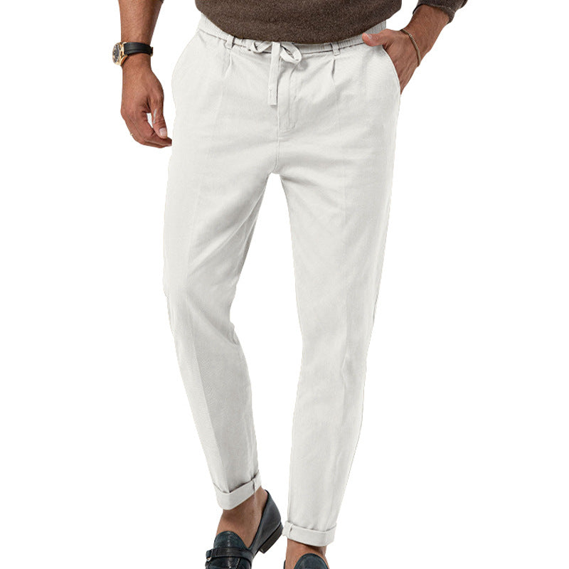 Gianni Brookmore | Sage Linen-Look Drawstring Trousers For Men
