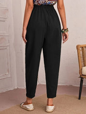 Elise Monroe | Cotton Linen Elastic-Waist Pants For Women