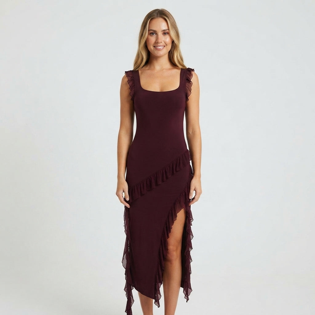 Adelaide Cross | Formal Ruffle Maxi Dress For Women