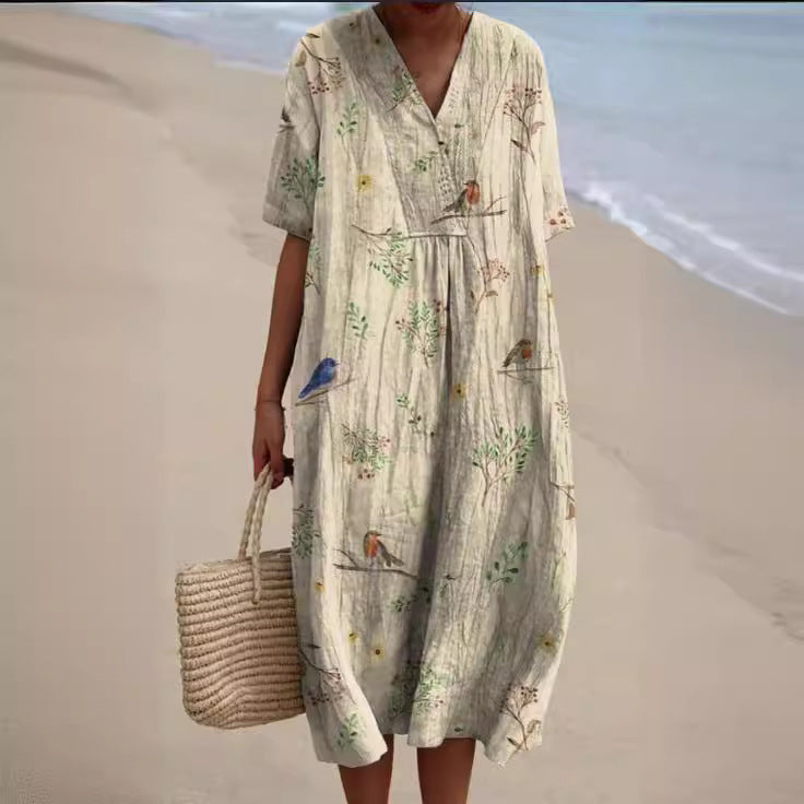 Bice Tidmore | Floral Print V-Neck Midi Dress For Women