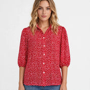 Ella Whitfield | Polka Dot Button Blouse With Flutter Sleeves For Women