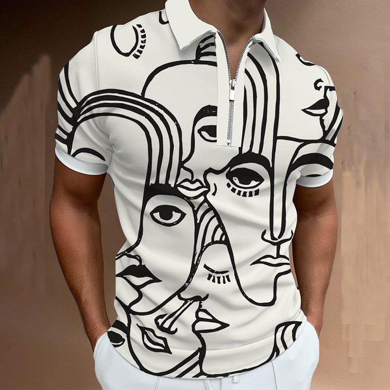 Ronan Ashfield | Checkerboard Print Zip Polo Shirt For Men