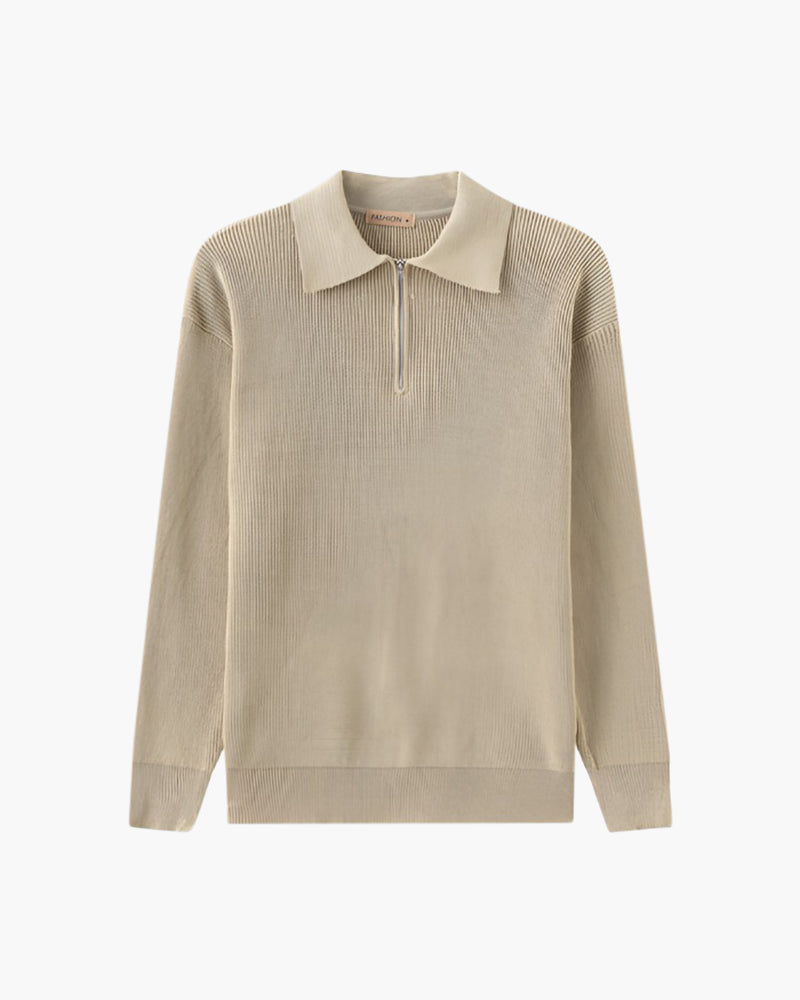 Marco De Santis | Chunky Knit Half-Zip Sweater with Modern Texture For Men
