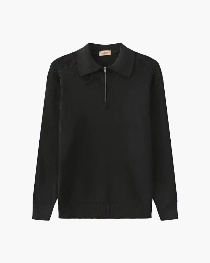 Marco De Santis | Chunky Knit Half-Zip Sweater with Modern Texture For Men