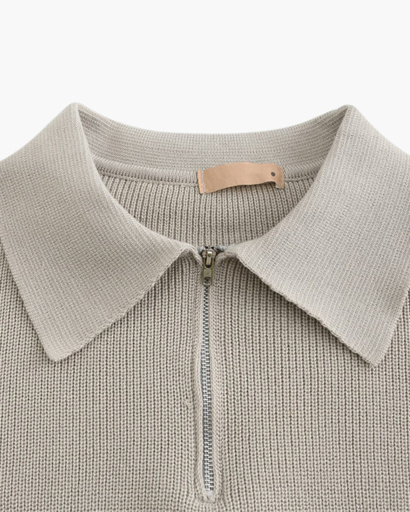 Marco De Santis | Chunky Knit Half-Zip Sweater with Modern Texture For Men