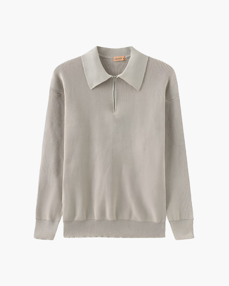 Marco De Santis | Chunky Knit Half-Zip Sweater with Modern Texture For Men