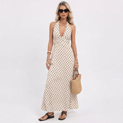 Amelia Clarke | Polka Dot Halter Summer Dress For Women