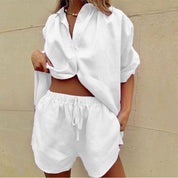Amelia Coyle | Mint Linen Look Shirt And Shorts Set For Women