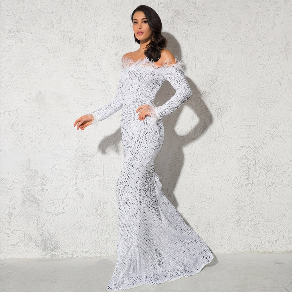 Amelia Sinclair | Off-Shoulder Sequin Mermaid Gown For Women