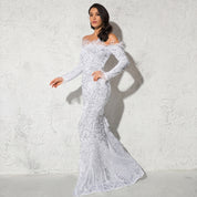 Amelia Sinclair | Off-Shoulder Sequin Mermaid Gown For Women