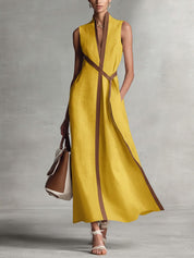 Georgina Wright | Sleeveless Maxi Dress with Contrast Trim For Women