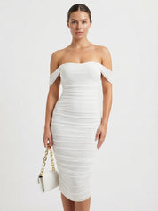 Audrey Flemming | Off-Shoulder Ruched Midi Dress For Women