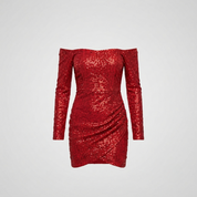 Ava Pemberton | Red Sequin Off-Shoulder Mini Dress For Women