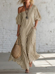 Sienna Walker | Striped Off-Shoulder Summer Dress For Women