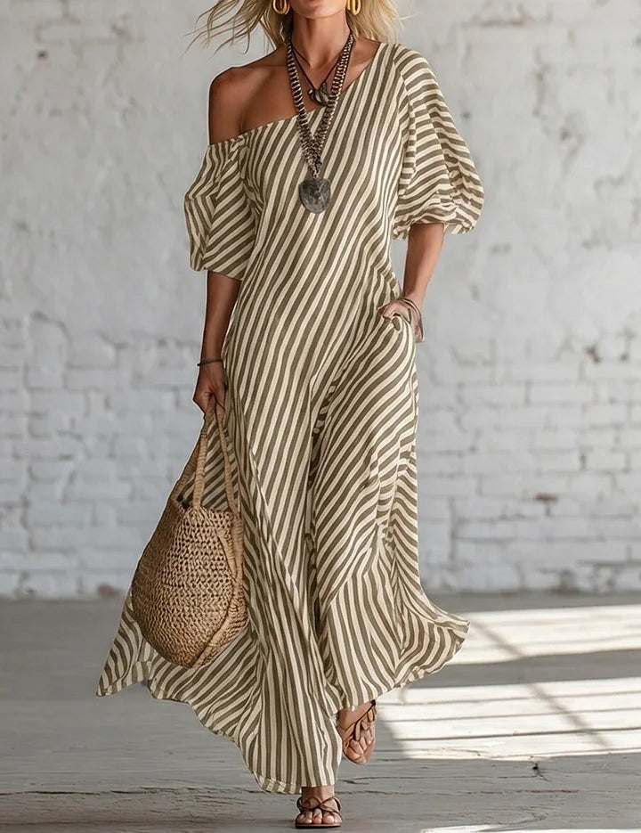 Sienna Walker | Striped Off-Shoulder Summer Dress For Women