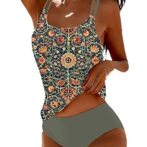 Grazia Rivham | Printed High Waist Tankini Set For Women