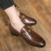 Hugh Sullivan | Metal-Buckle Leather Loafers For Men