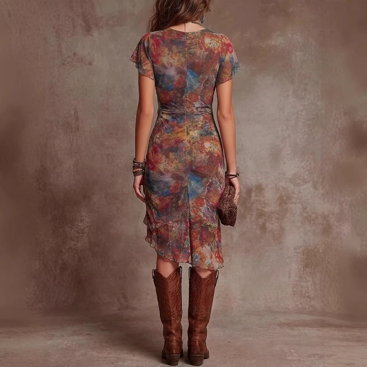 Amelia Jones | Floral V-Neck Midi Dress For Women