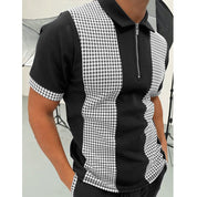 Ronan Ashfield | Checkerboard Print Zip Polo Shirt For Men