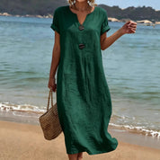 Mia Walker | Casual Cotton-Linen Midi Dress For Women
