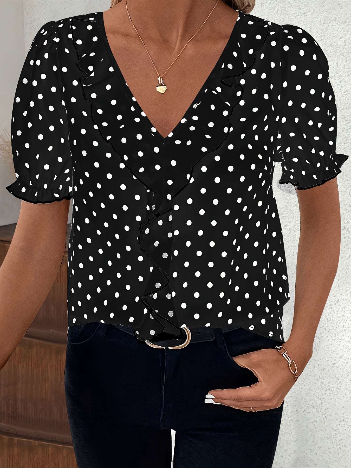 Bridget Fenwick | Color Block Blouse With Bubble Sleeves