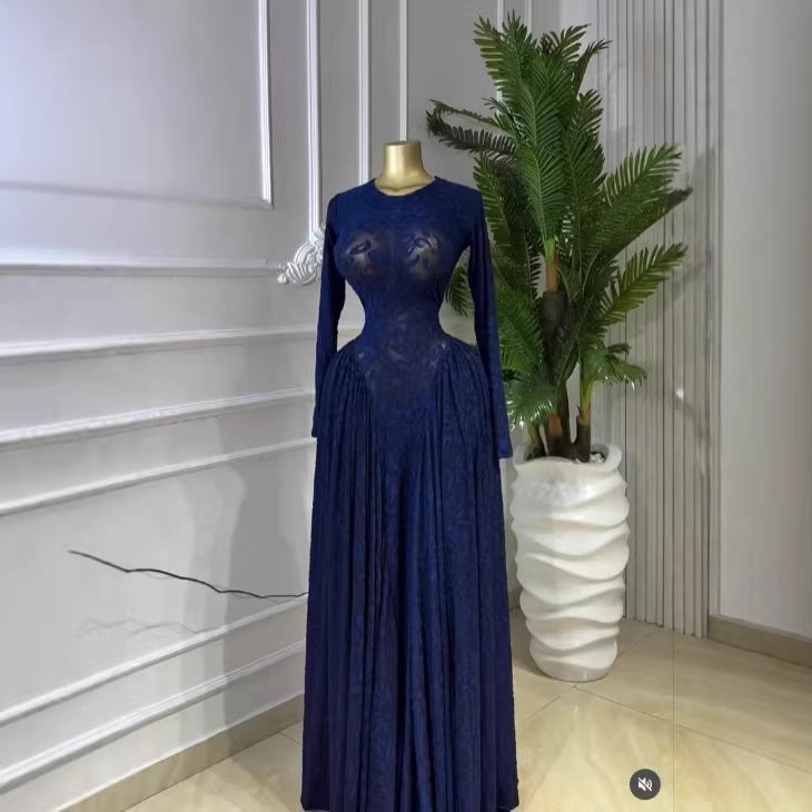 Elise Campbell | Printed Mesh Maxi Dress For Women