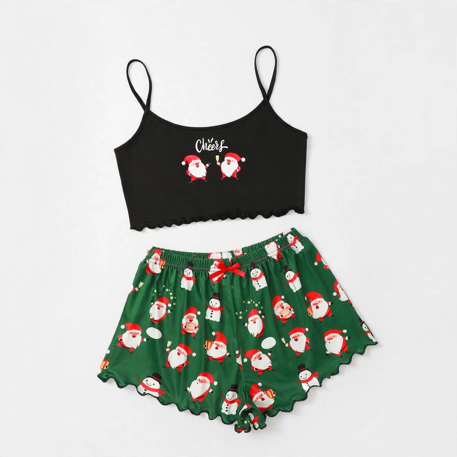 Sugar Plum | Green Gingerbread Print Christmas Pyjamas For Women