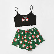 Sugar Plum | Green Gingerbread Print Christmas Pyjamas For Women