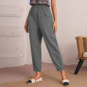 Elise Monroe | Cotton Linen Elastic-Waist Pants For Women