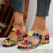 Ivy Sheridan | Rhinestone Block Heel Sandals For Women