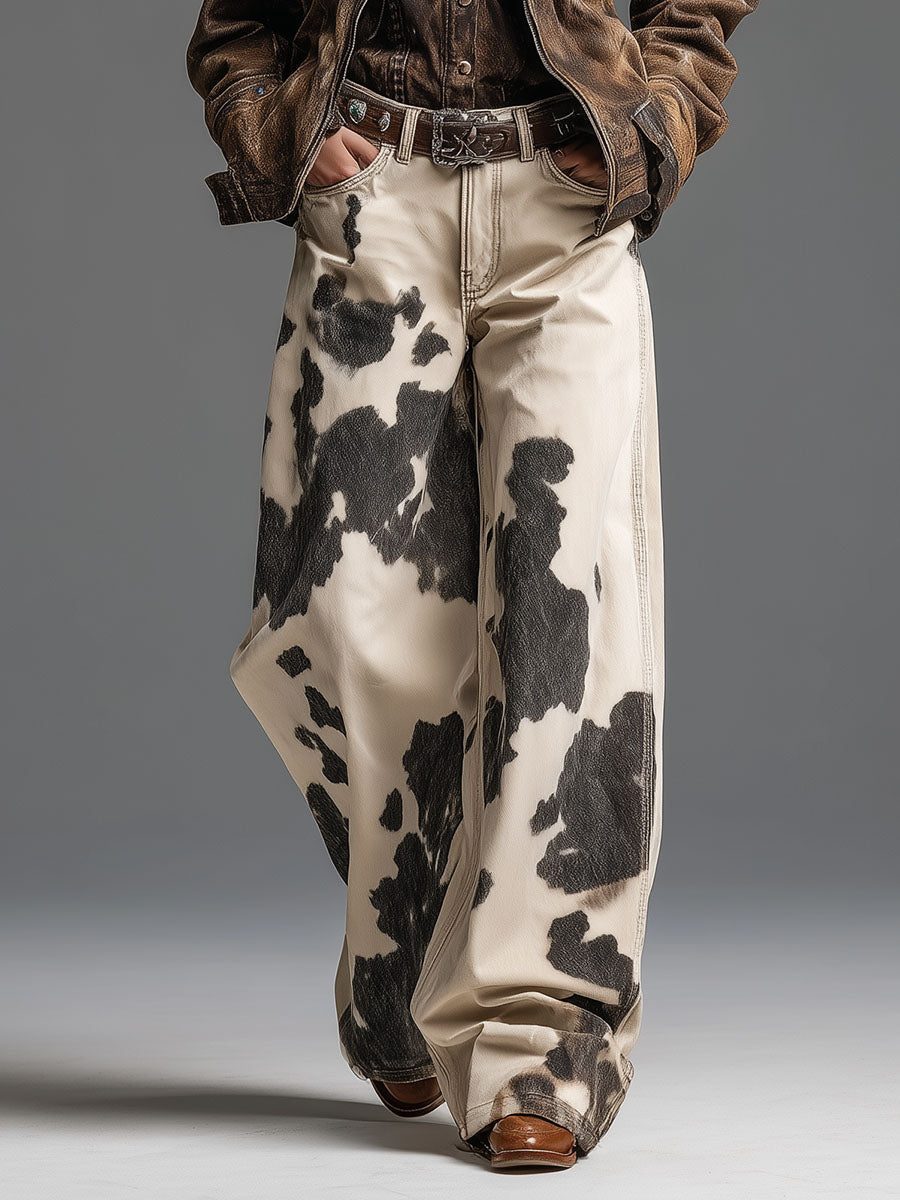 Quinn Abernathy | Cow Print Wide-Leg Pants For Women