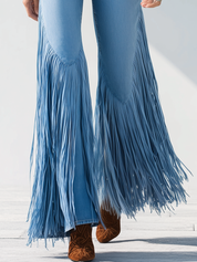 Jasmine Fletcher | Fringe-Trim Flared Jeans For Women