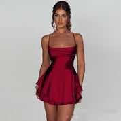 Olivia Martin | Satin Cowl Neck Mini Dress For Women