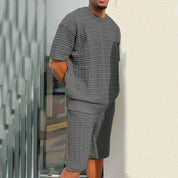 Blake Sutton | Textured Knit Shirt & Shorts Set For Men