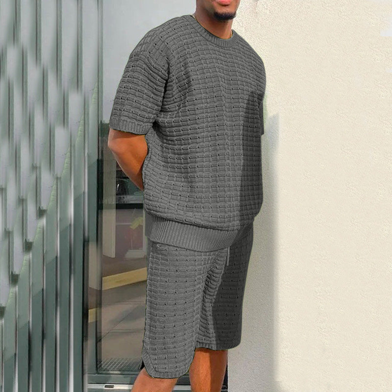 Blake Sutton | Textured Knit Shirt & Shorts Set For Men