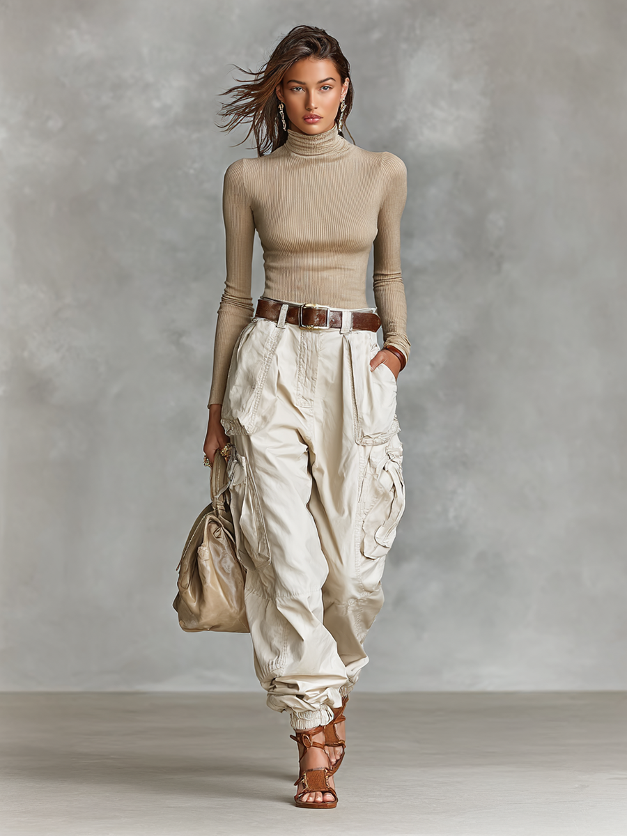 Niamh Sutherland | High Neck Cargo Two-Piece Set For Women