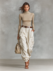 Niamh Sutherland | High Neck Cargo Two-Piece Set For Women