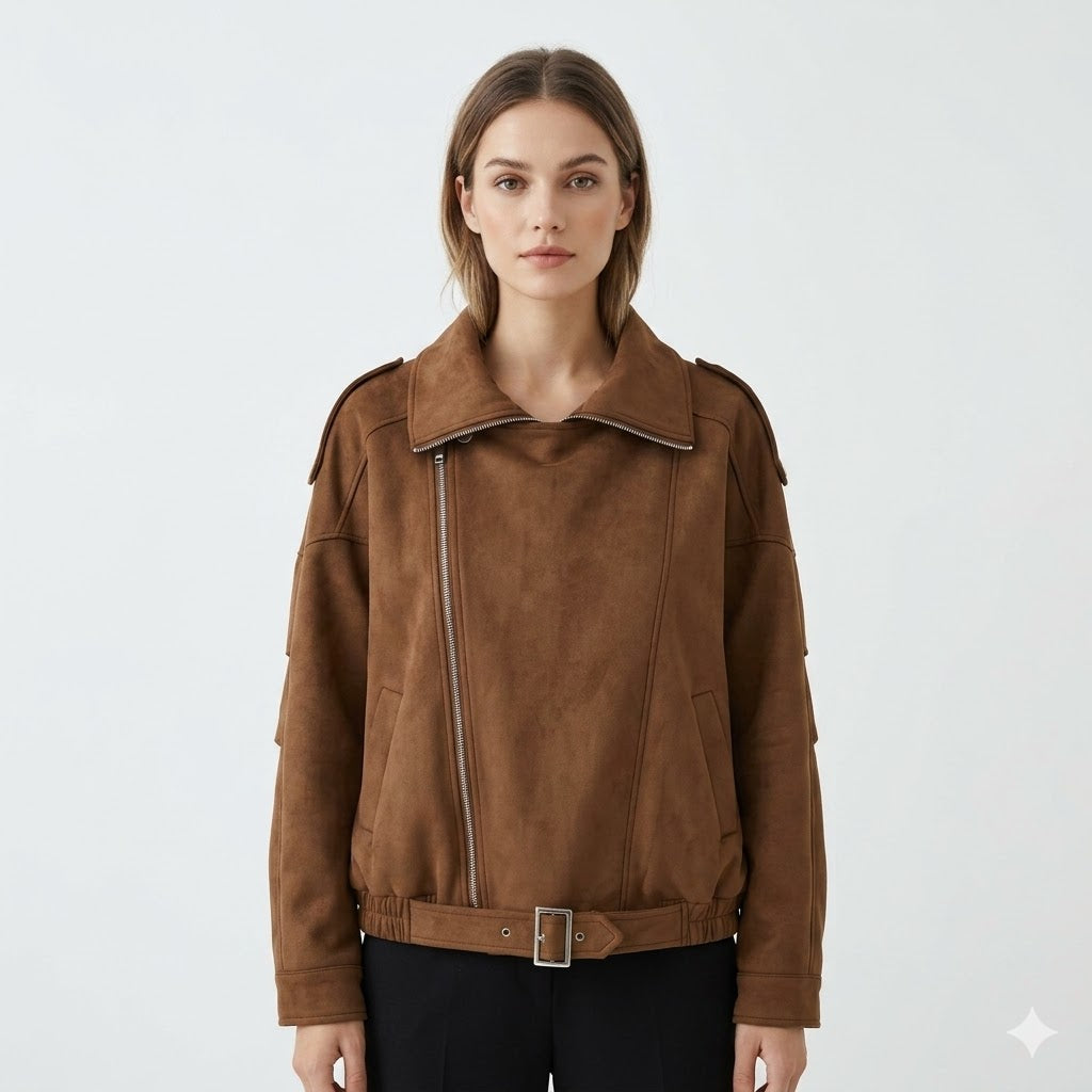 Alessandro Moretti | Oversized Suede Belted Jacket For Women