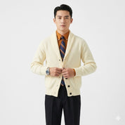 Luca Bianchi | Ribbed Knit Shawl Collar Cardigan with Timeless Comfort For Men
