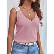 Lily Harris | Waffle Knit Lace-Trim Tank Top For Women