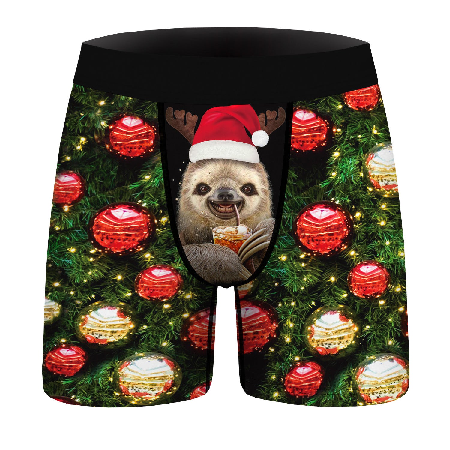 Candy Stripe | Red Candy Cane Print Christmas Boxer Briefs For Men